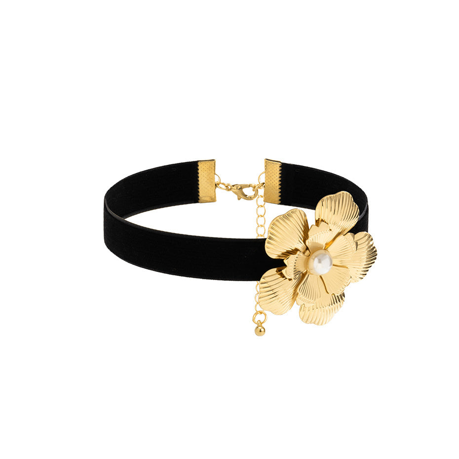 Vanessa Velvet Rose Flower Choker Necklace