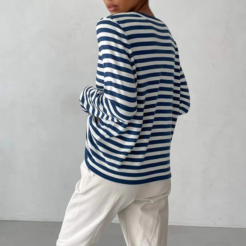 Samantha O Neck Stripped Women Sweater