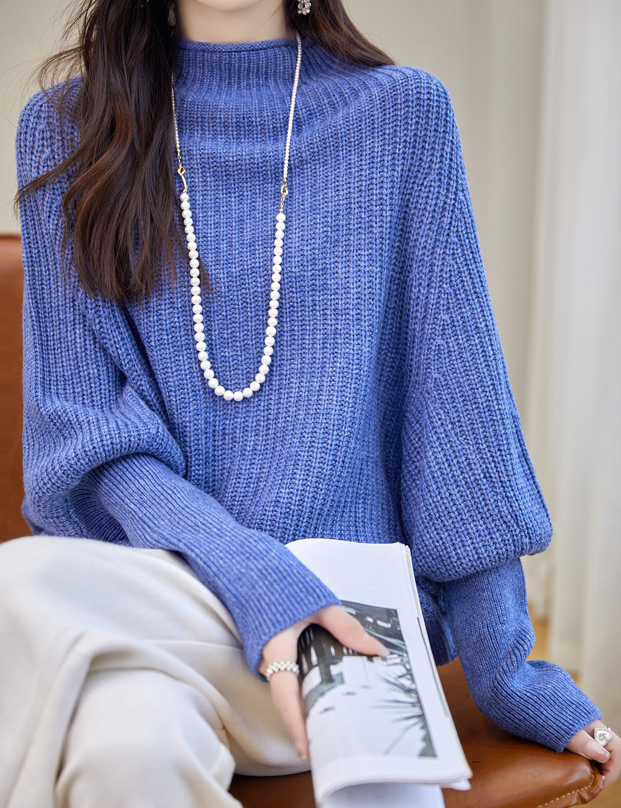 Grace Woman Oversized Mock Neck Sweater