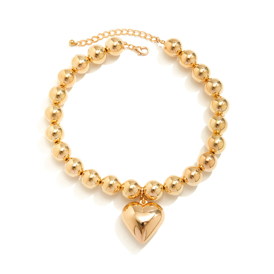 Paris Big Love Heart Pendant Choker Necklace