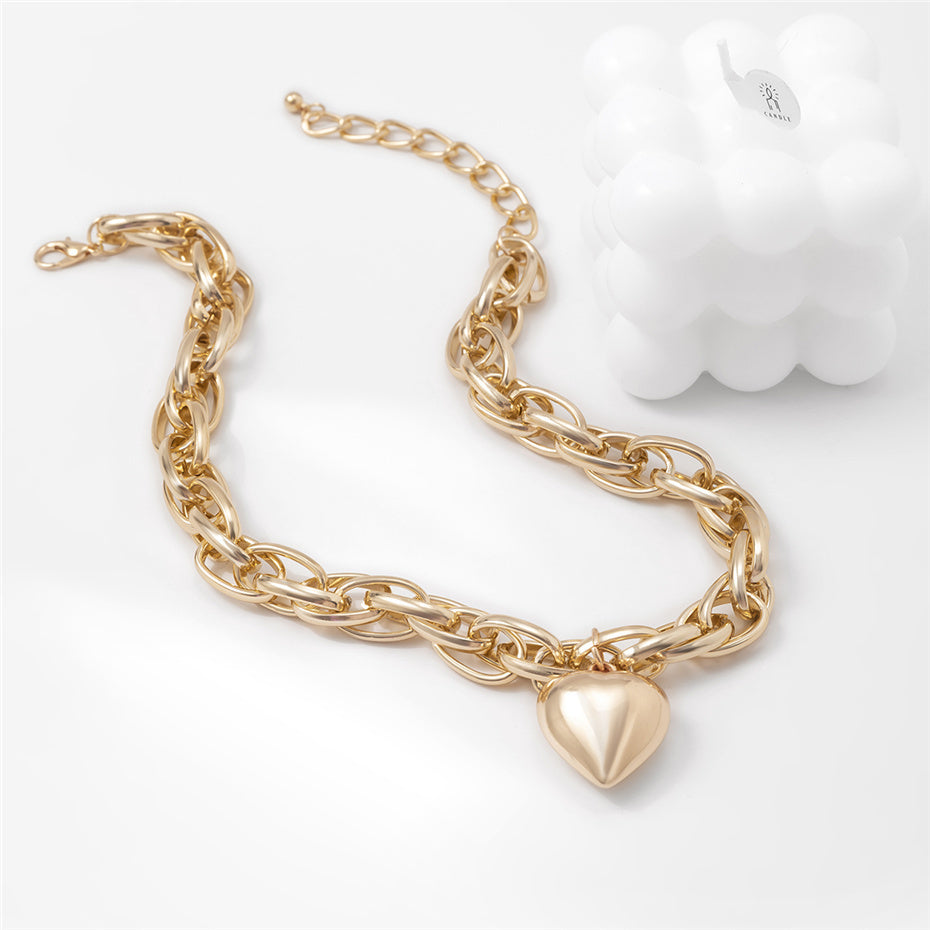 Tanya Punk Big Heart Pendant Necklace