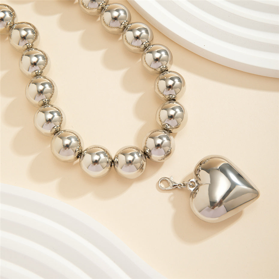 Paris Big Love Heart Pendant Choker Necklace