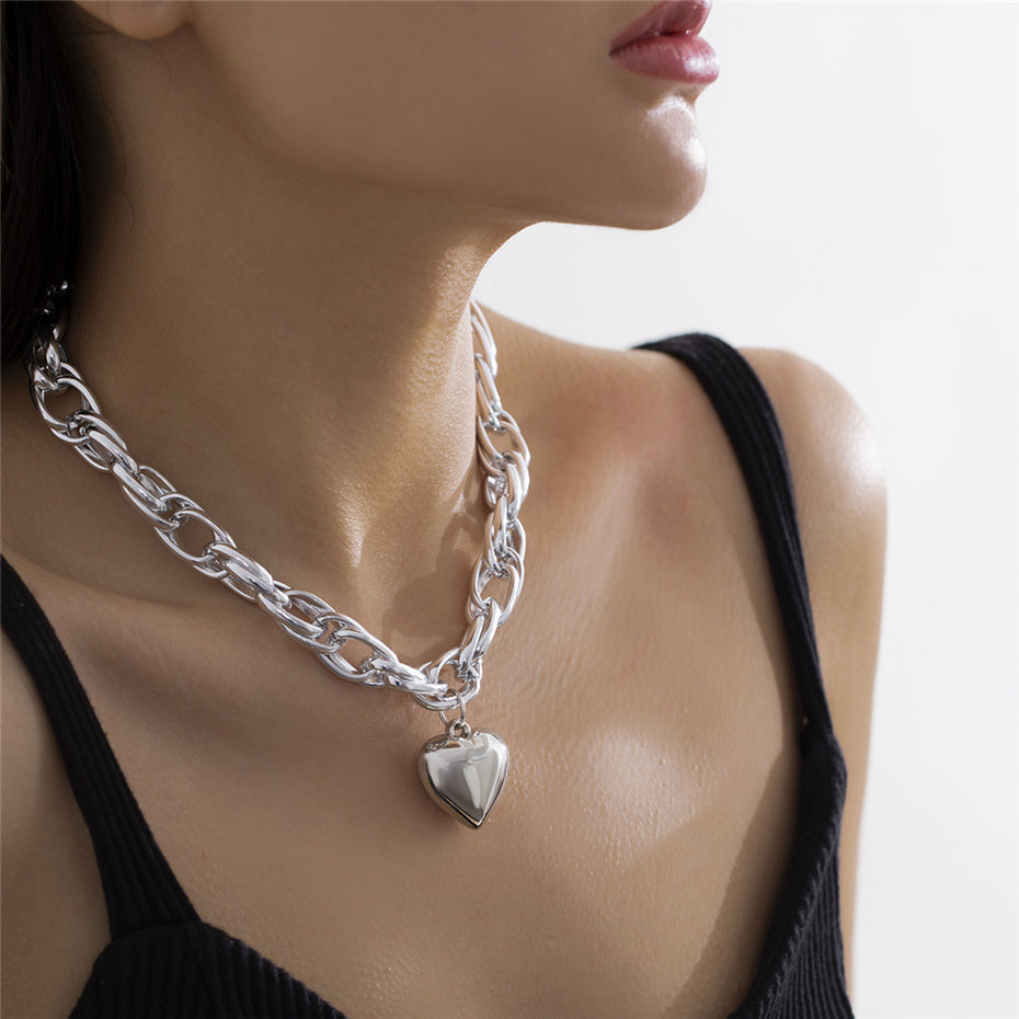 Tanya Punk Big Heart Pendant Necklace