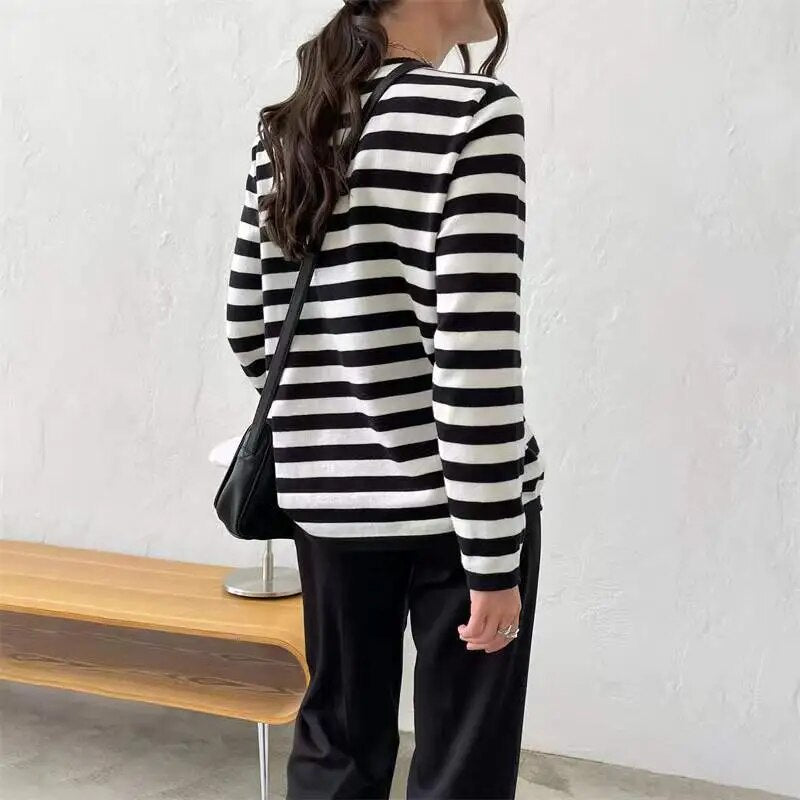 Samantha O Neck Stripped Women Sweater