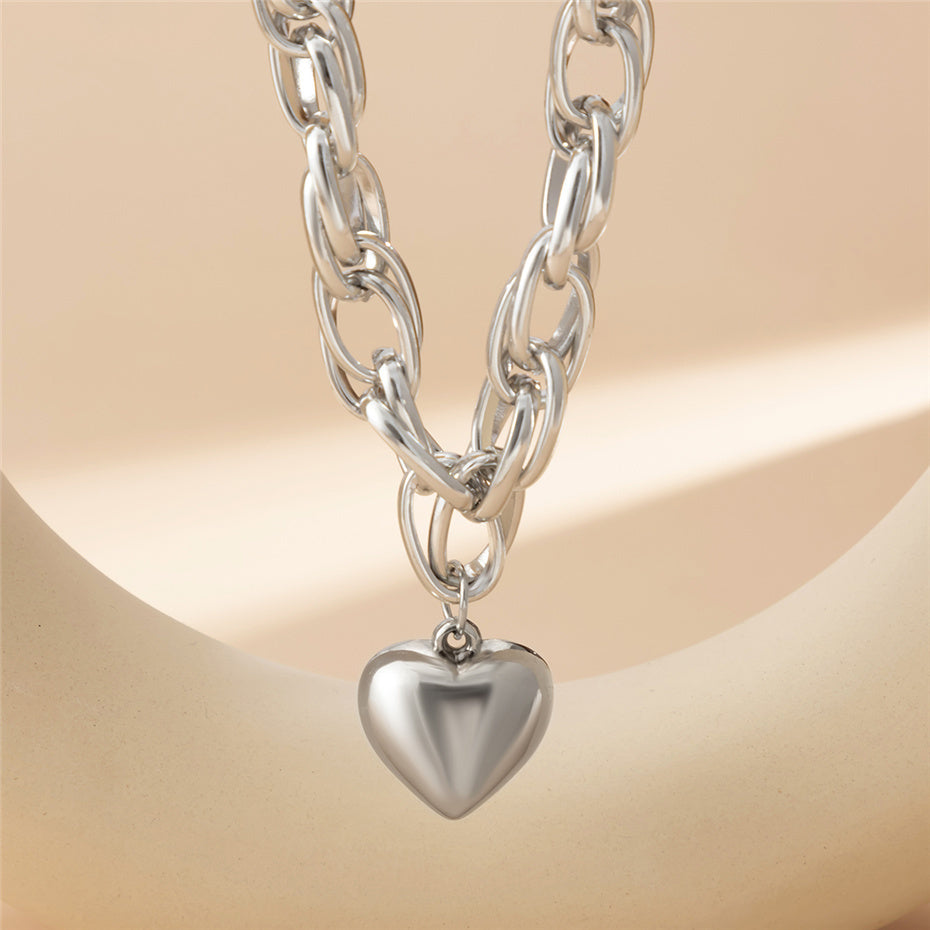 Tanya Punk Big Heart Pendant Necklace
