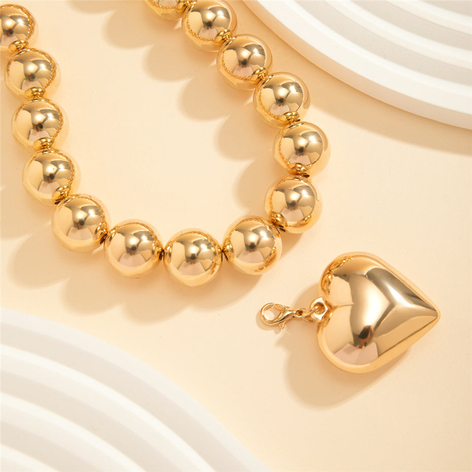 Paris Big Love Heart Pendant Choker Necklace