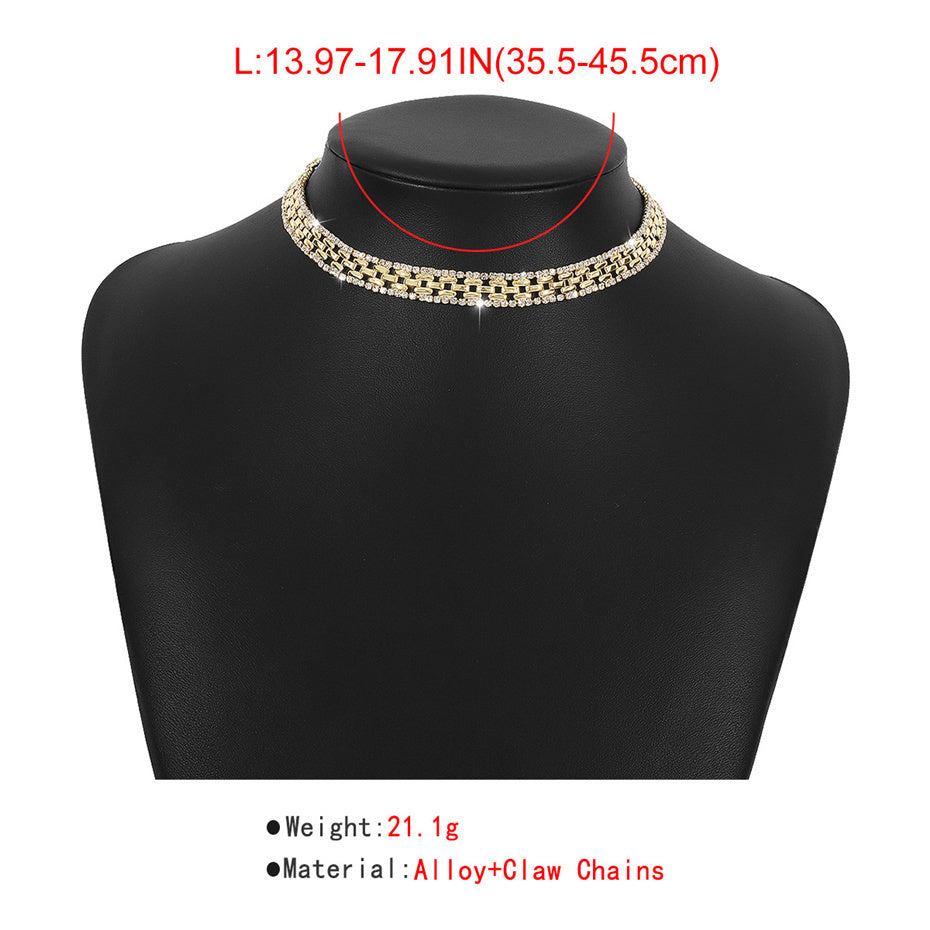 Lydia Rhinestones Square Chain Necklace