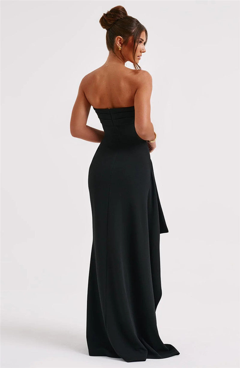 Tina Strapless Backless High Split Maxi Dress