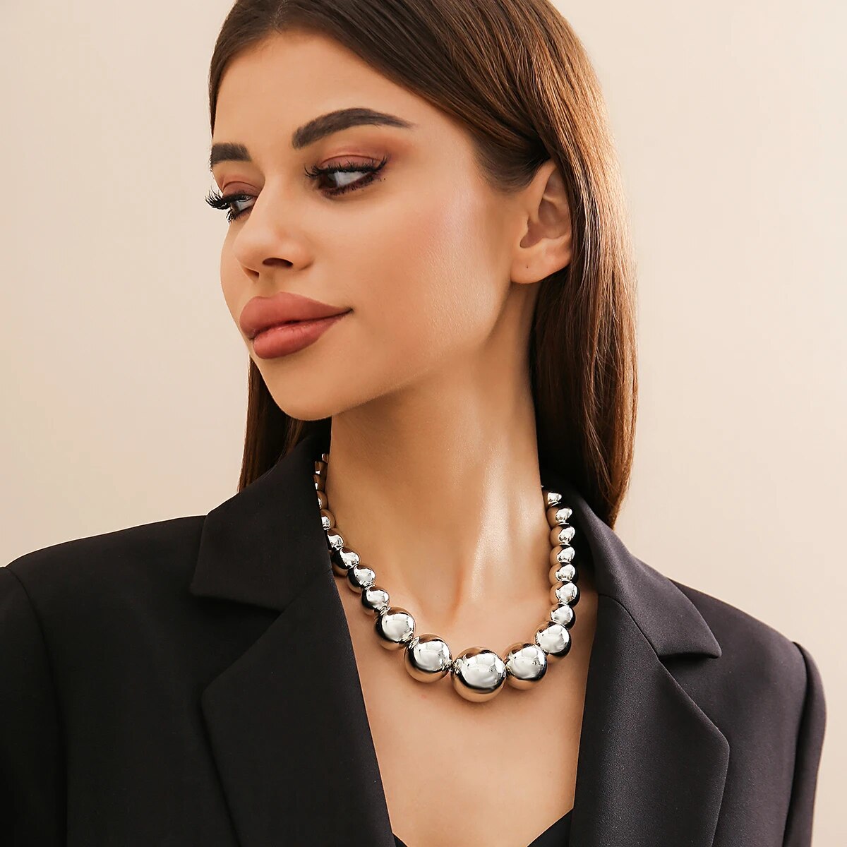 Sue Big Ball Bead Chain Necklace