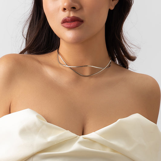 Jade Women Steampunk Metal Choker Necklace