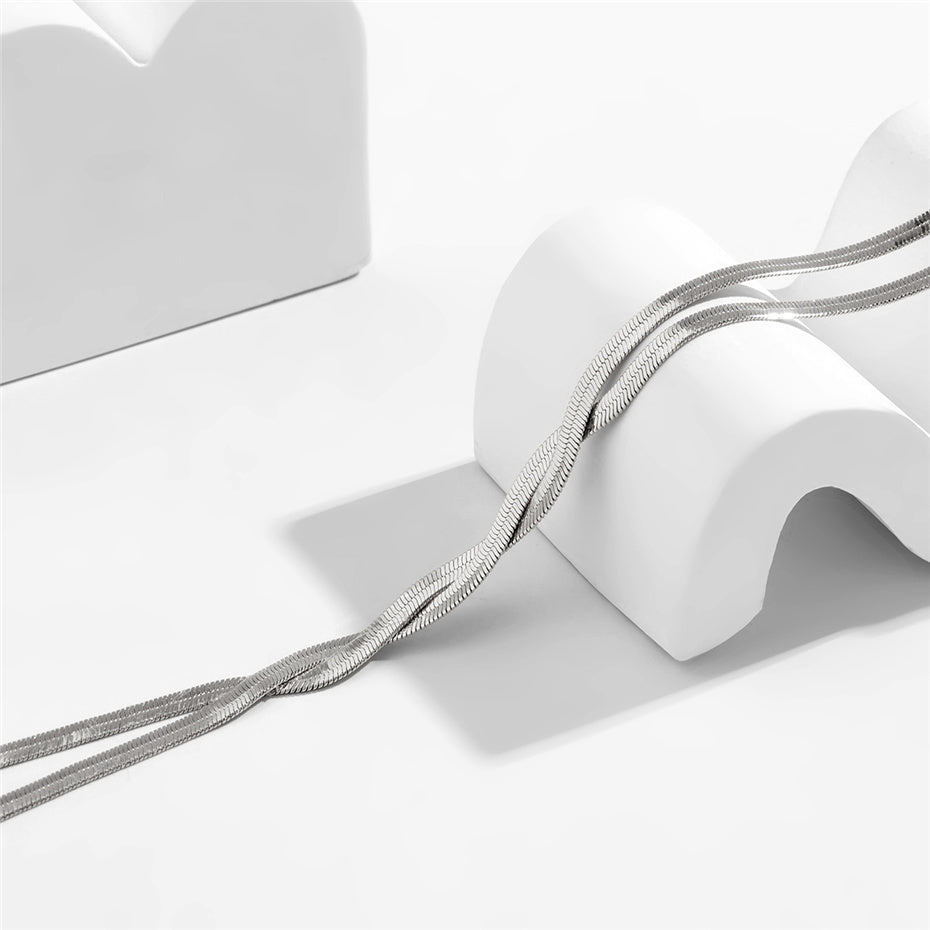 Anita Flat Snake Long Chain Necklace