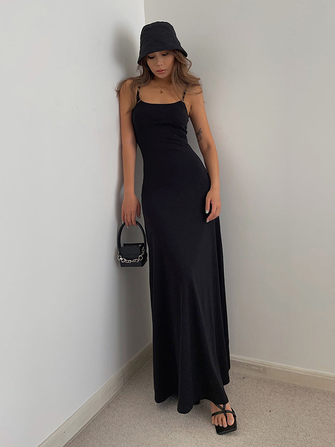 Alexa Solid Spaghetti Strap Maxi Dress