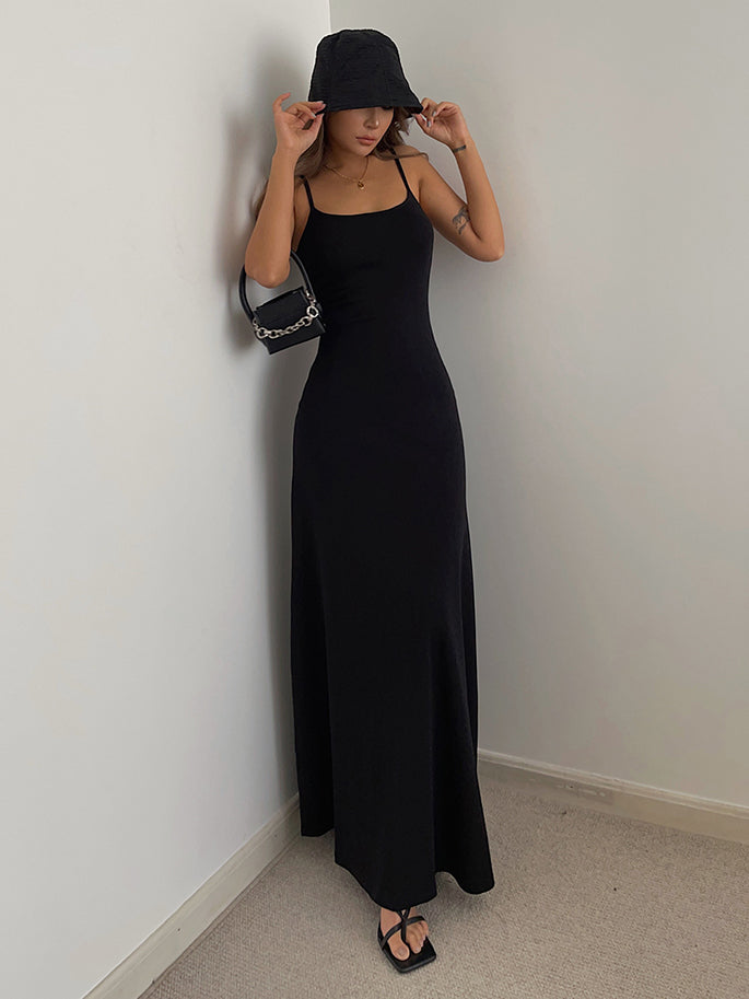 Alexa Solid Spaghetti Strap Maxi Dress