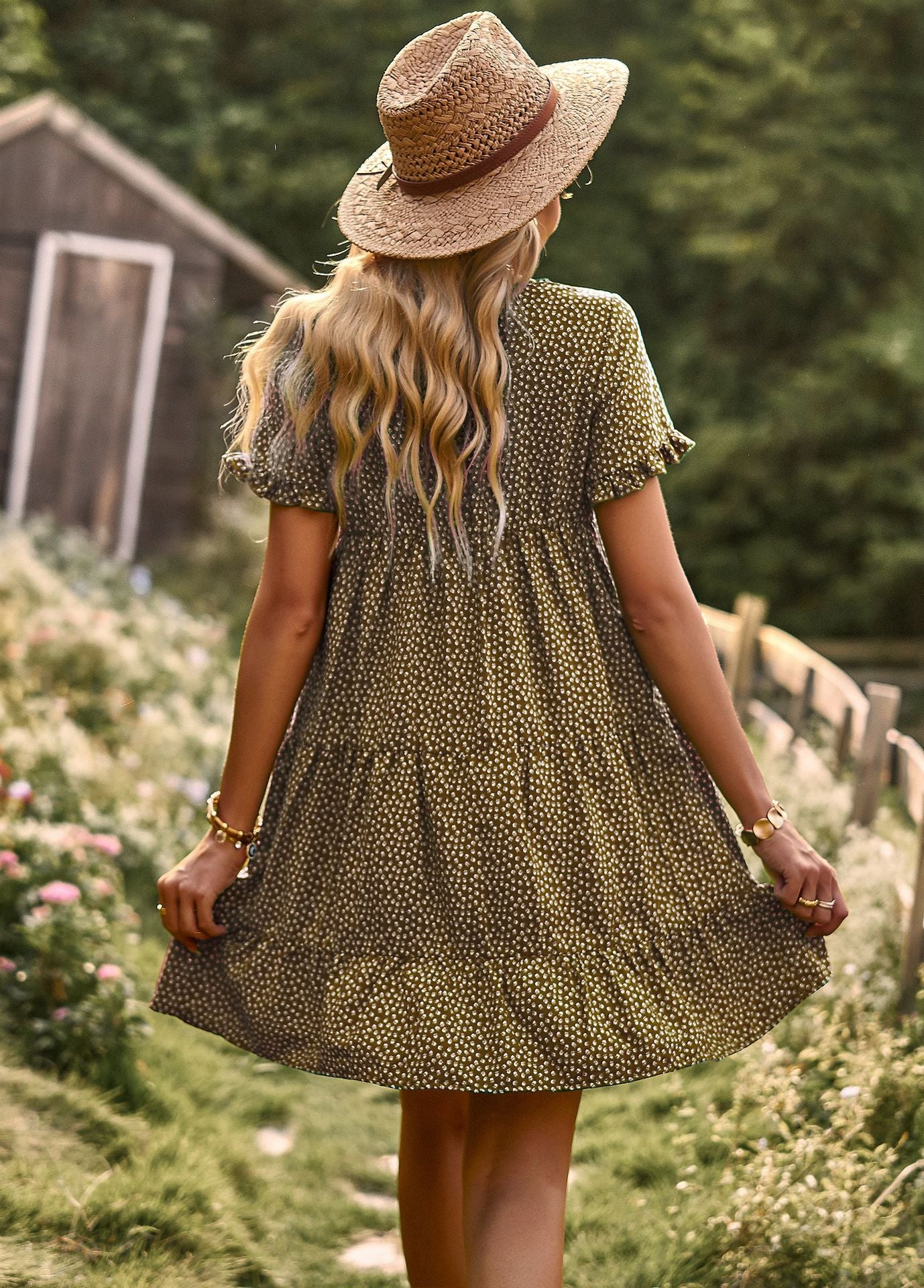 Mary Floral Print Ruffles Summer Mini Dress