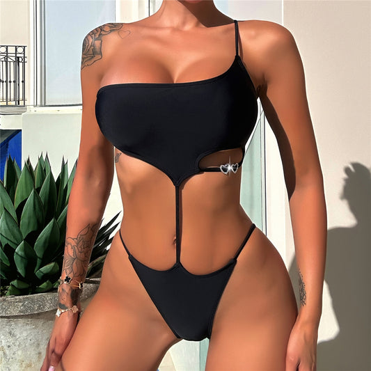 Mona Sexy Asymmetric One Shoulder High Leg Monokini