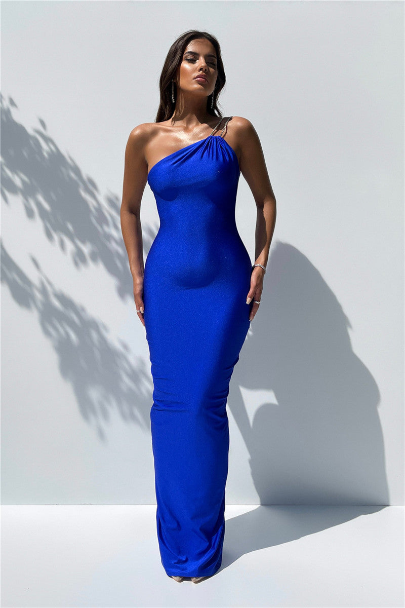Andrea One Shoulder Backless Sexy Maxi Dress