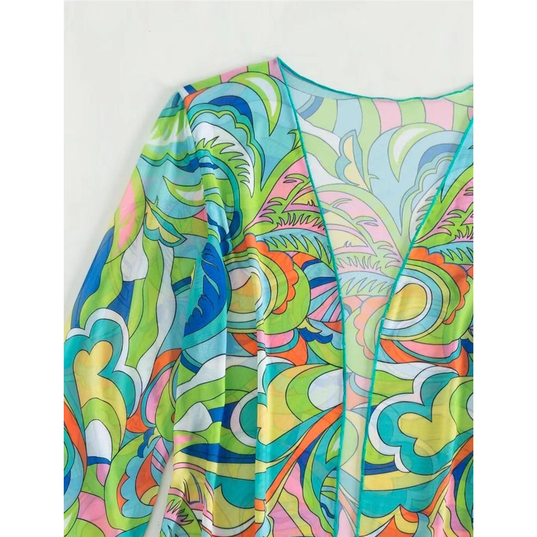 Jamie Sexy Printed With Cover Up Hairband Bikini