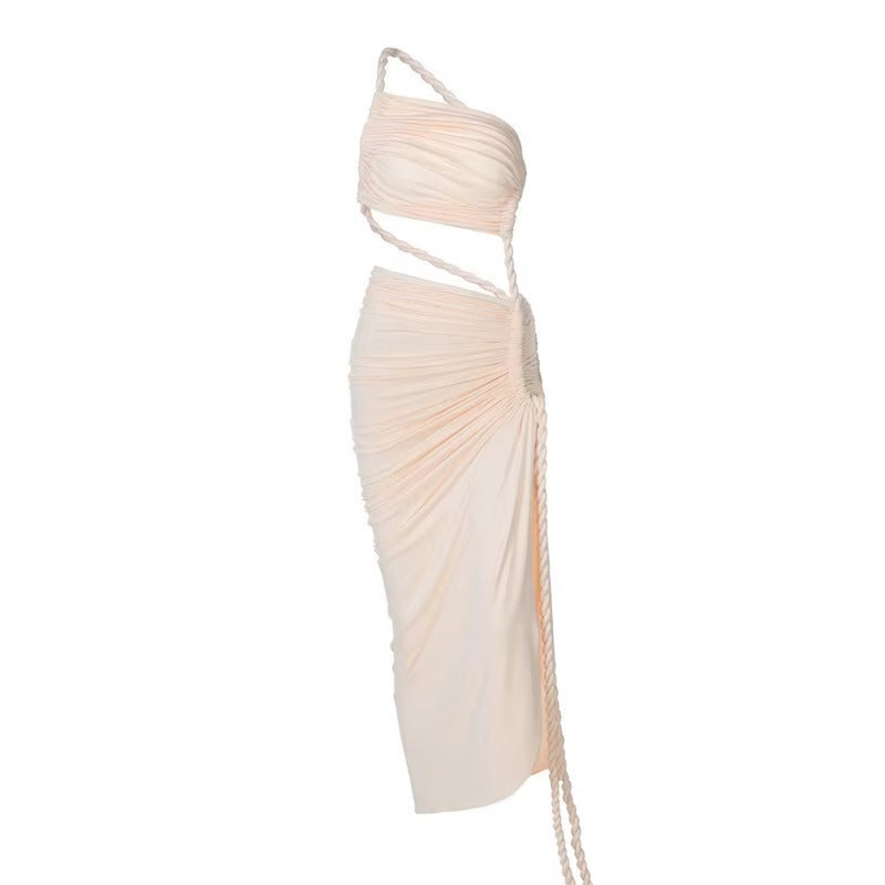 Jennifer Off-shoulder Thigh High Split Sexy Maxi Dress