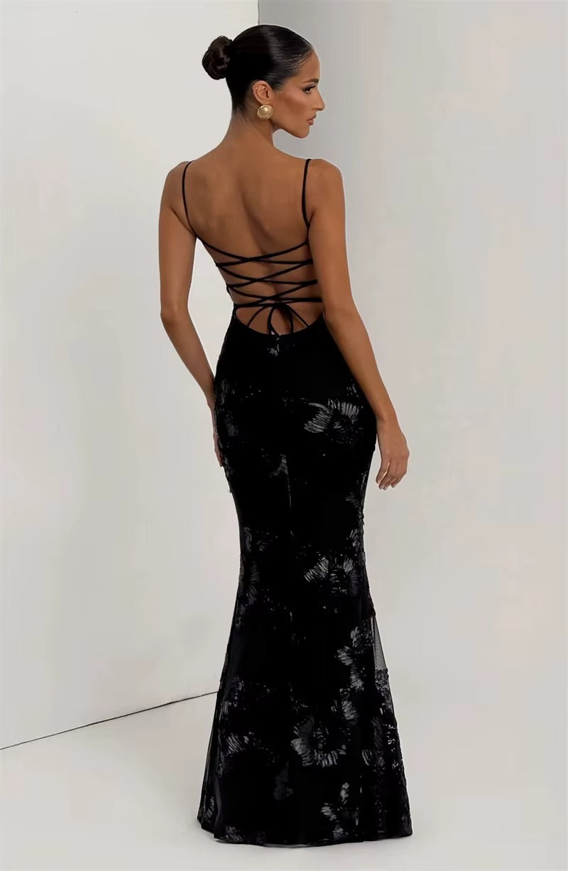 Spaghetti Strap Print Sexy Maxi Dress