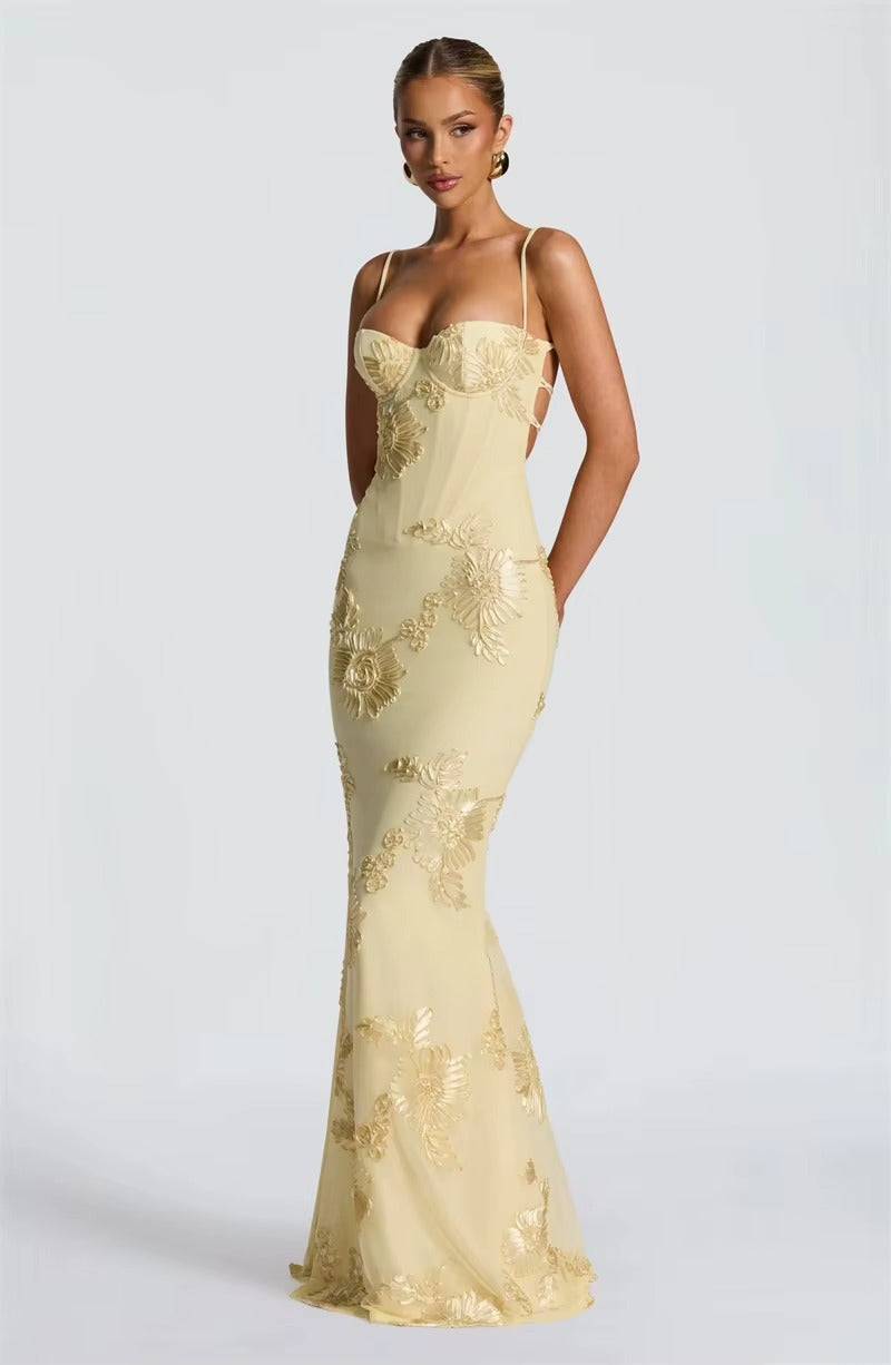 Spaghetti Strap Print Sexy Maxi Dress