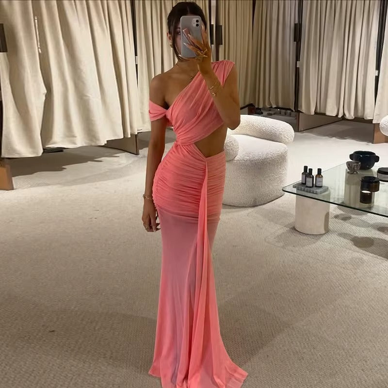 Arianna Pleated Patchwork Maxi Dress