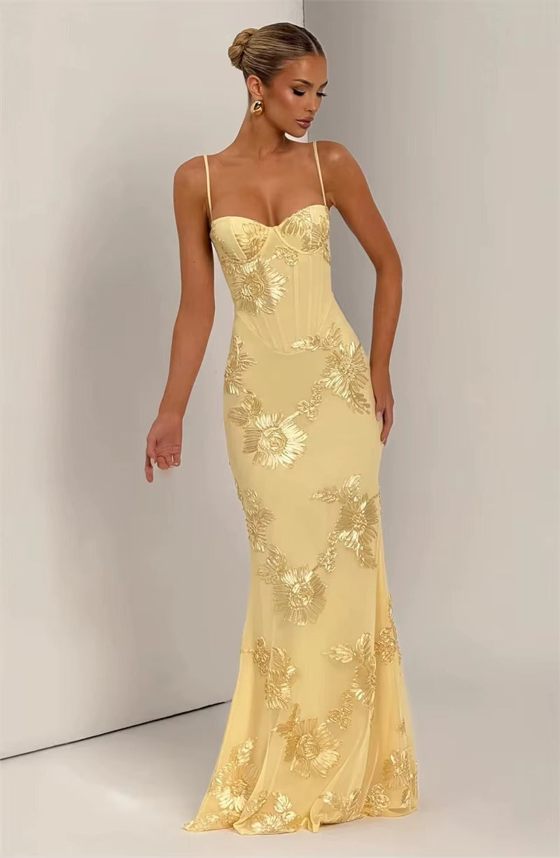 Spaghetti Strap Print Sexy Maxi Dress