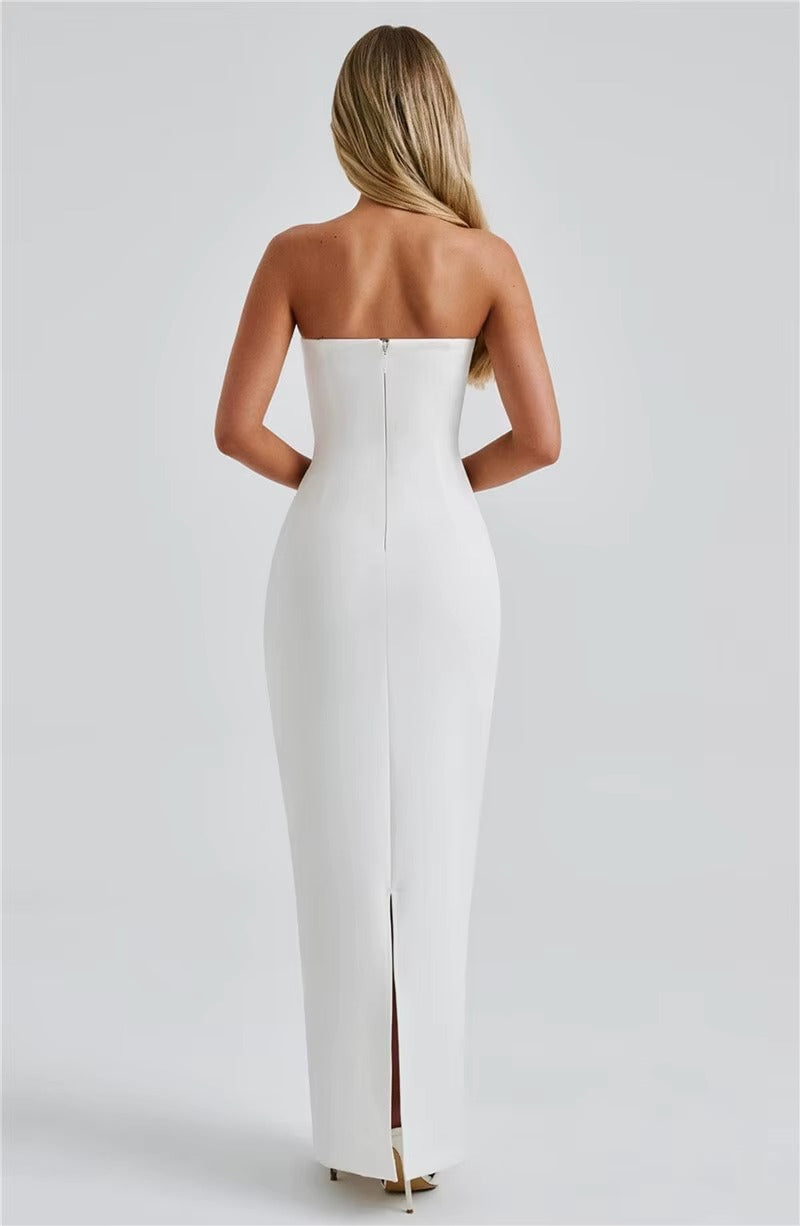 Alyssa Scarf Collar Strapless Sexy Maxi Dress