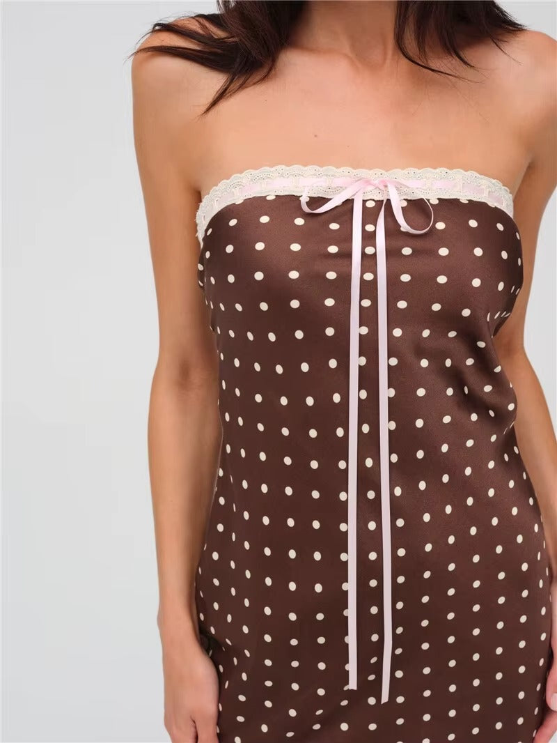 Connie Lace Strapless Backless Sexy Midi Dress