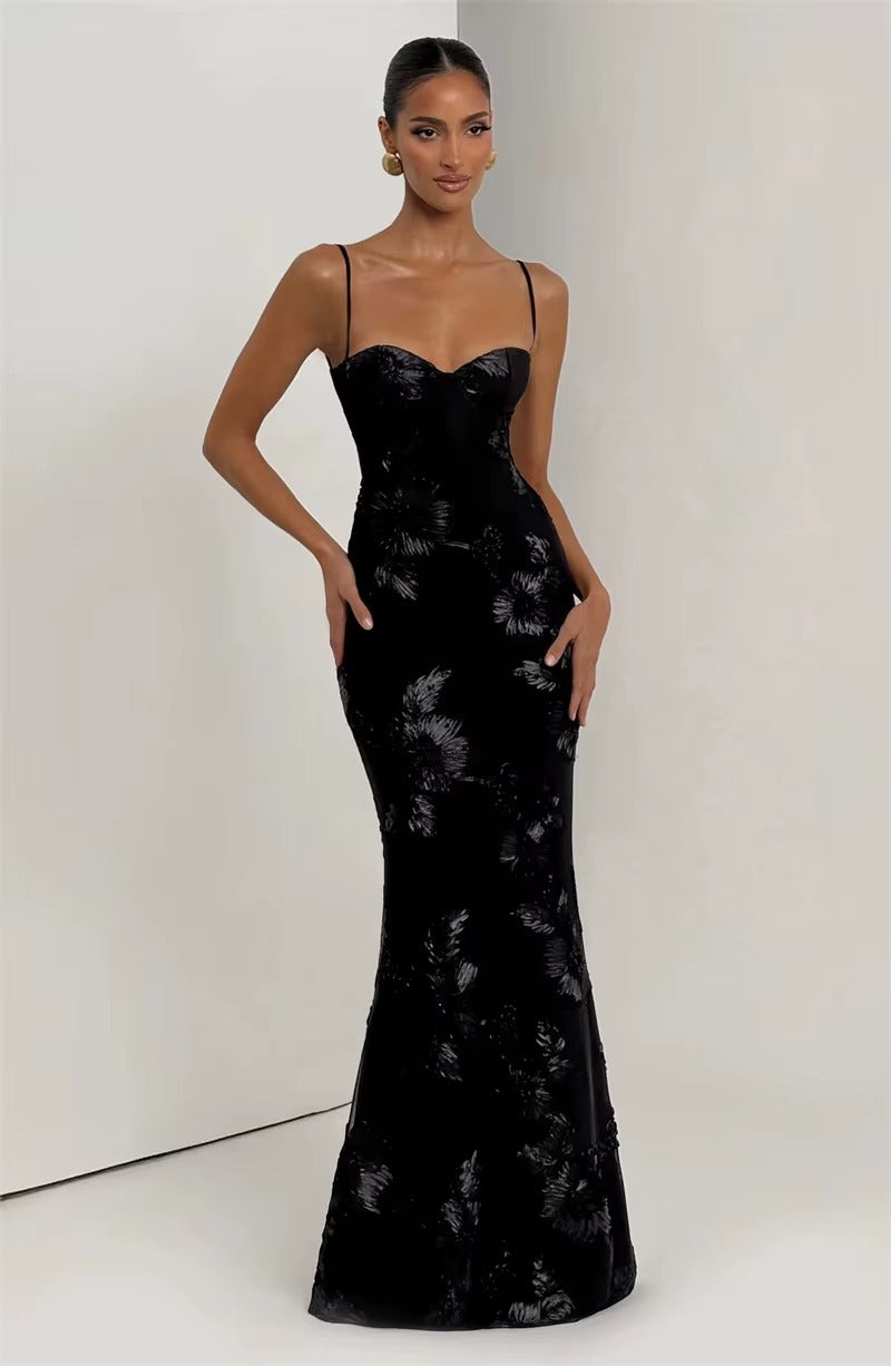 Spaghetti Strap Print Sexy Maxi Dress