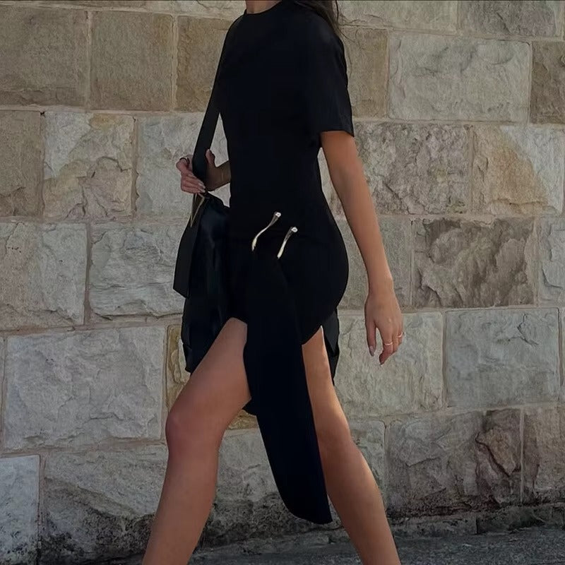Victoria Short Sleeve Draped Sexy Mini Dress