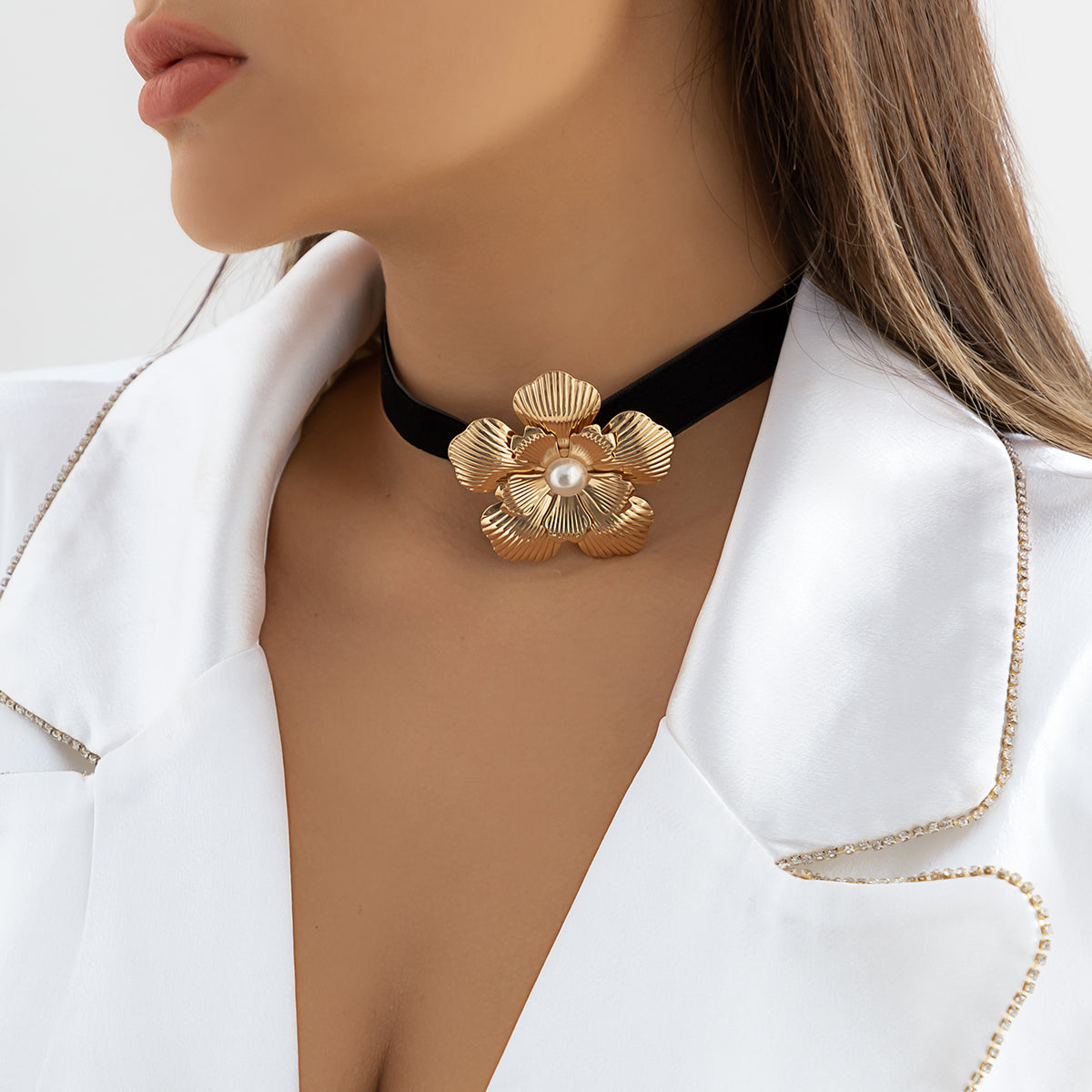 Vanessa Velvet Rose Flower Choker Necklace