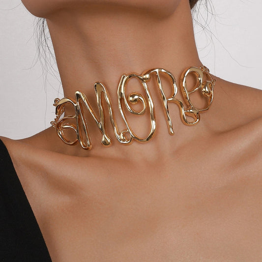 Donna Women Steampunk Metal Choker Necklace