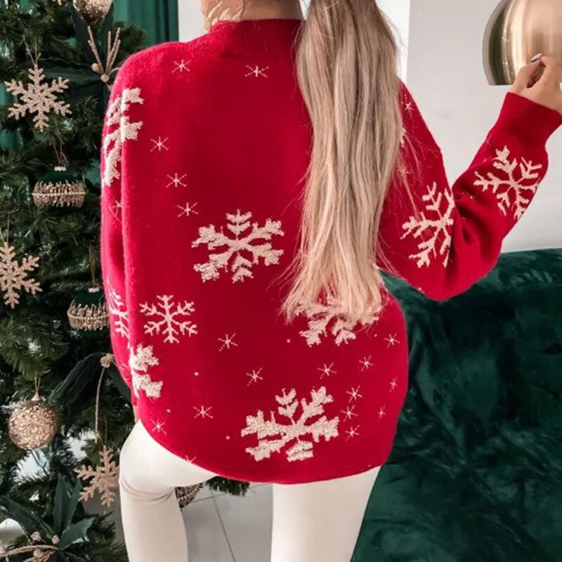Barbara Snowflake Print Warm Women Sweater