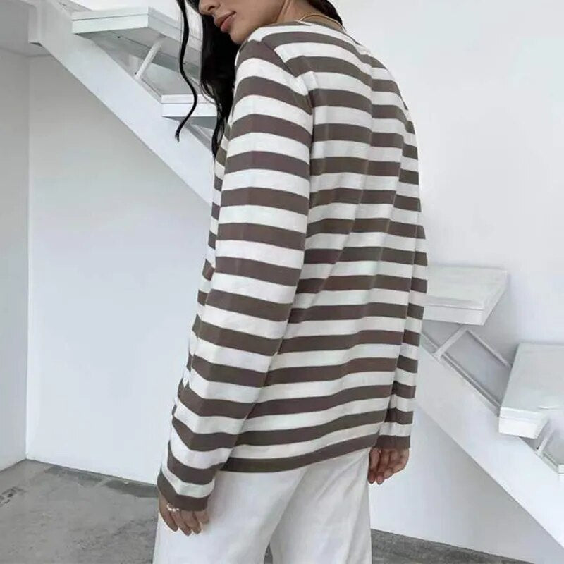 Samantha O Neck Stripped Women Sweater