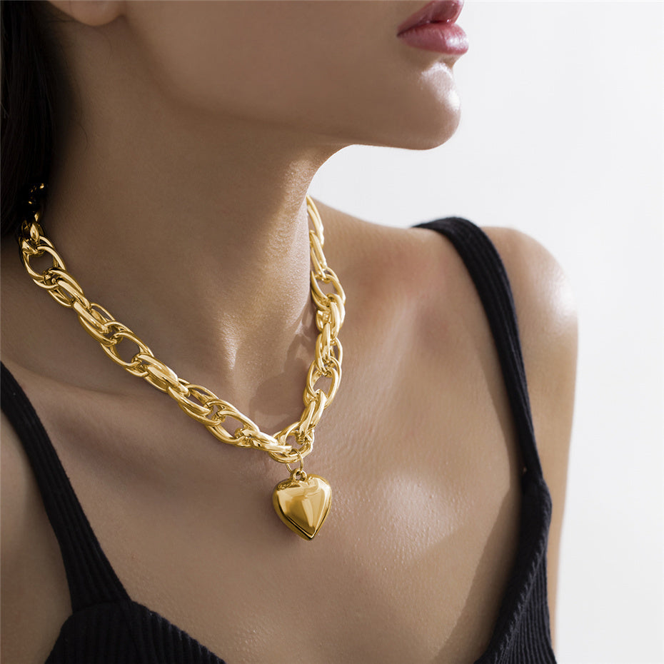 Tanya Punk Big Heart Pendant Necklace