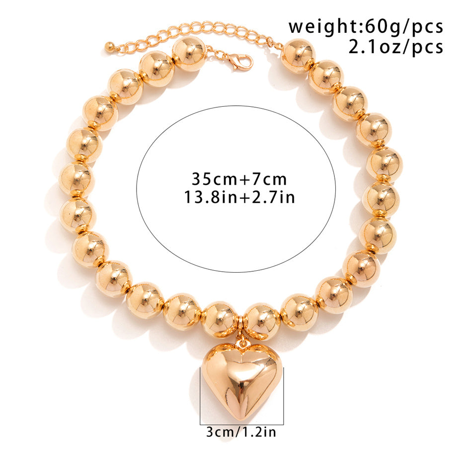 Paris Big Love Heart Pendant Choker Necklace
