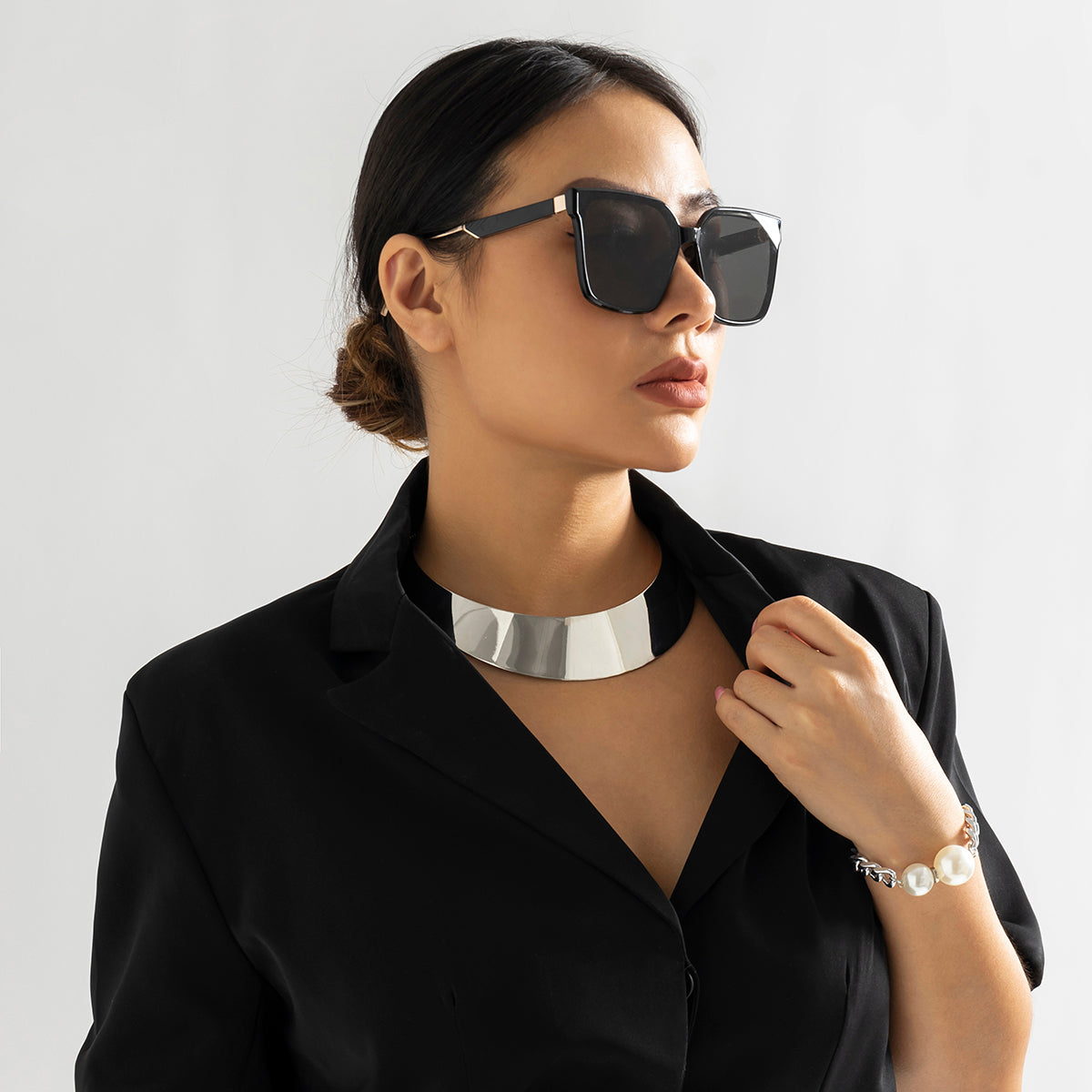 Donna Women Steampunk Metal Choker Necklace
