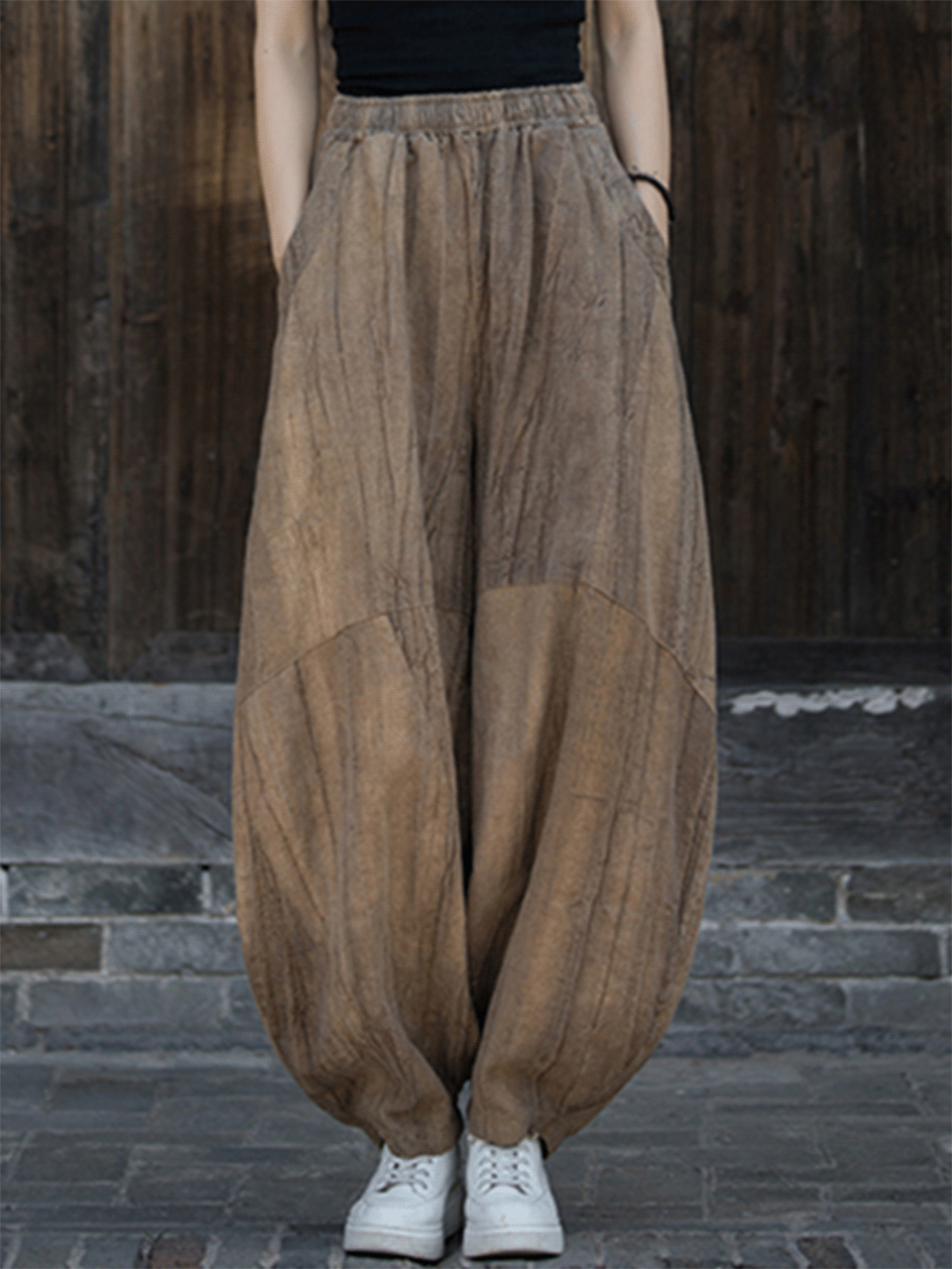 Shannon Woman Cotton Linen Baggy Cargo Pants