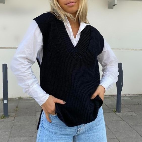 Anna White Sweater Vest Outfit