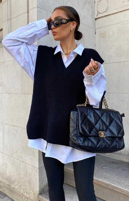 Anna White Sweater Vest Outfit