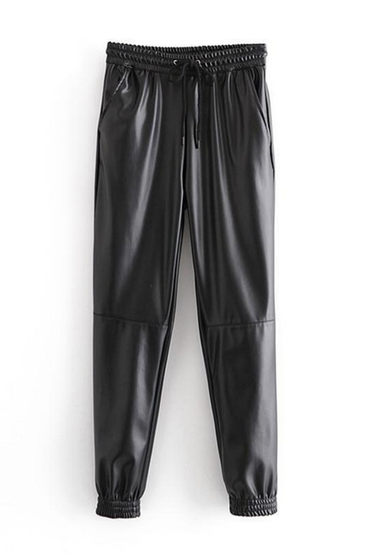 Elise Pu Leather Pockets Pants Outfit