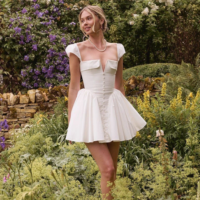 Linda Square Collar A-line Sexy Mini Dress