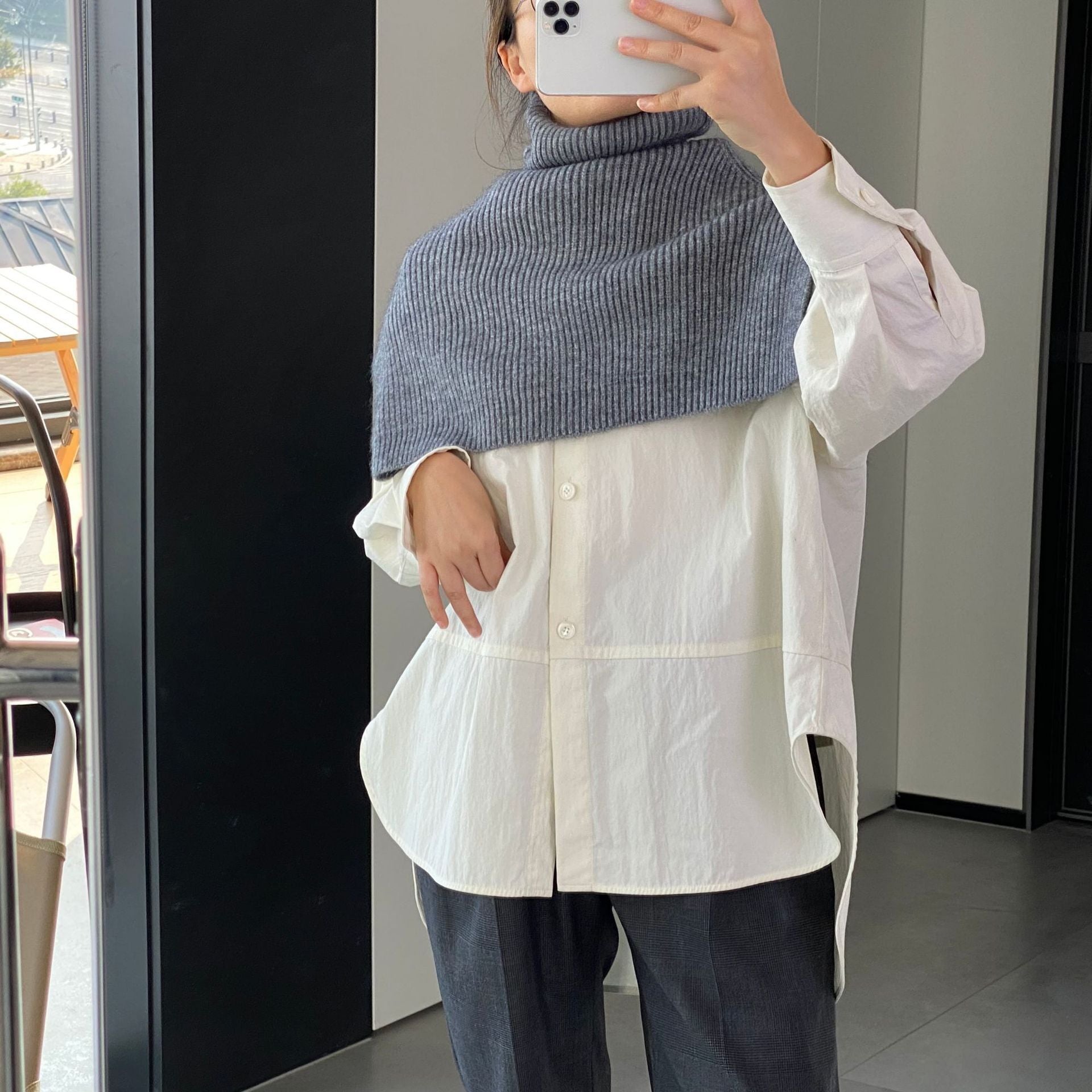 Grace Knitted Short Shawl Turtleneck Woman Sweater