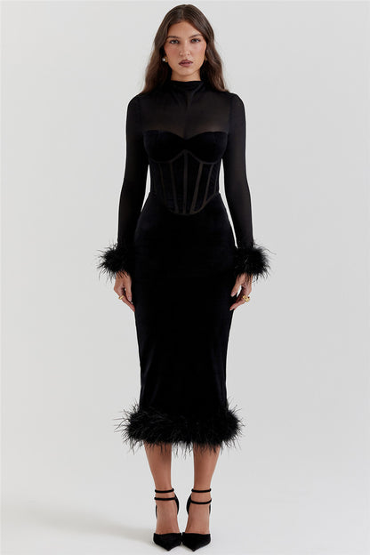 Elizabeth Feather Sexy Midi Dress