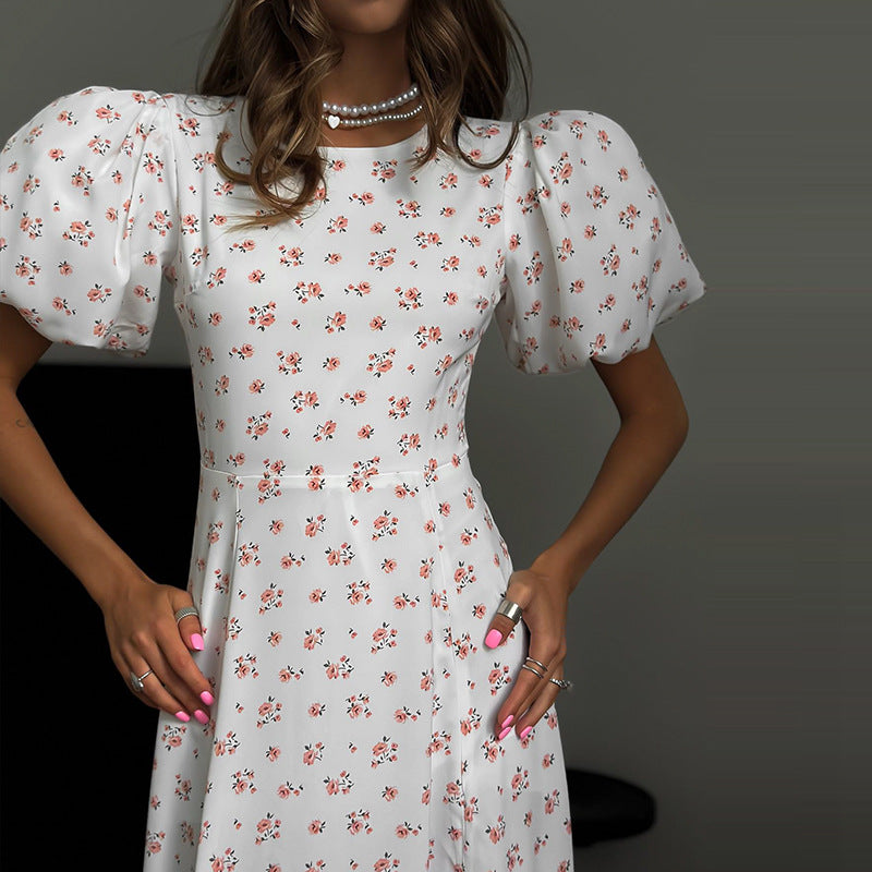 Megan Printed Backless Slit Long Dress