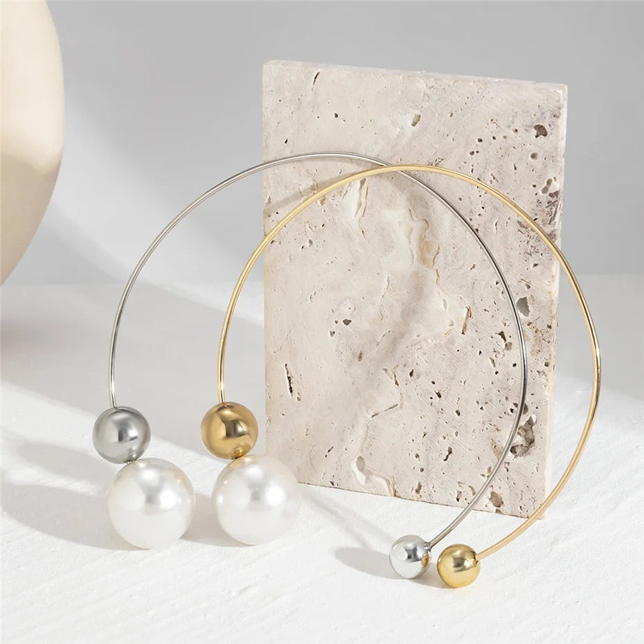 Diane Big White Pearl Choker Necklace