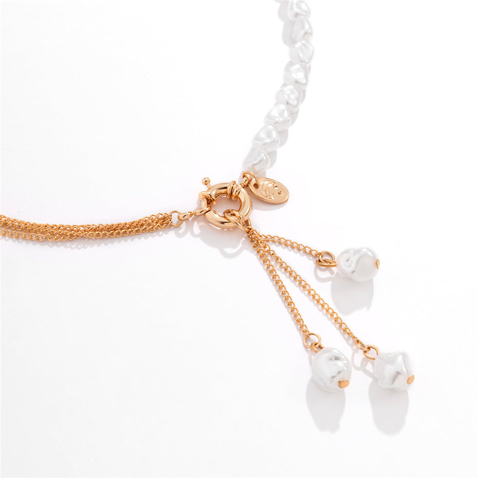 Jade Kpop Irregular Pearl Pendant Necklace