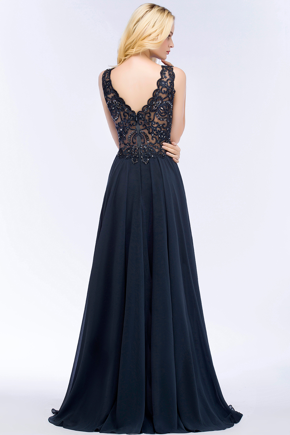 V Neck Lace Prom Dress