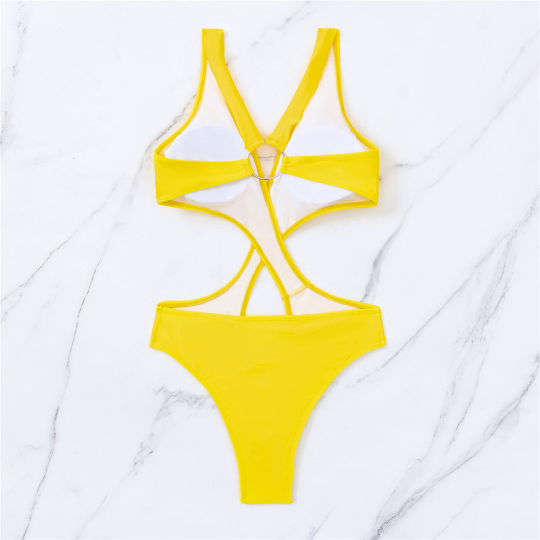 Jane V Neck Tummy Cut Out One Piece Swimsuit