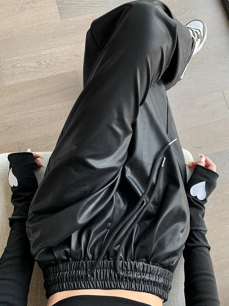 Nancy Hip Hop Women Black Pu Pants